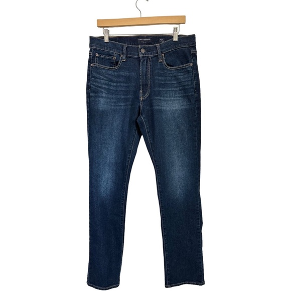 Lucky Brand 410 Athletic Slim Jeans Dark Wash Whiskering Size 32/32 - Picture 12 of 13